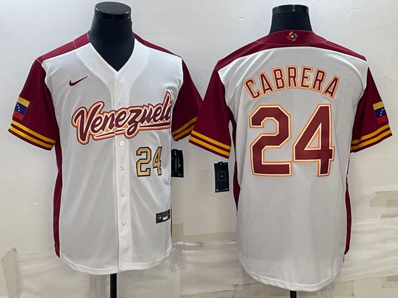 Men 2023 World Cub Venezuela #24 Cabrera White Nike MLB Jersey1->more jerseys->MLB Jersey